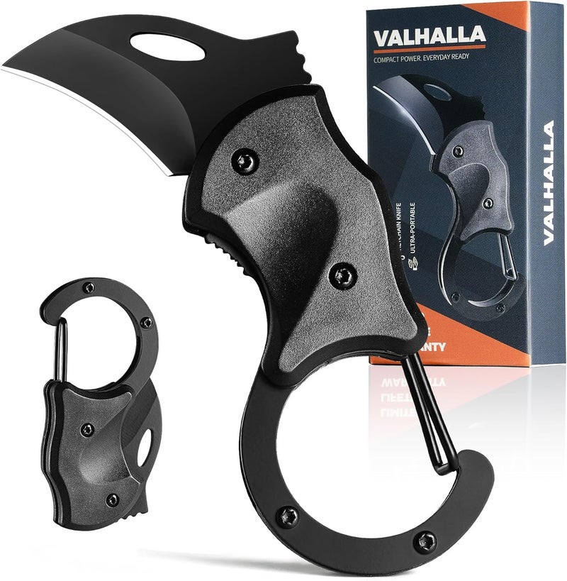 Valhalla BIRD Small Pocket Knife Gifts for Men, 1.3'' Mini Box Cutter EDC Gadgets, Cool Stocking Stuffers Birthday & Christmas Gift for Him (BLACK) - Image 1